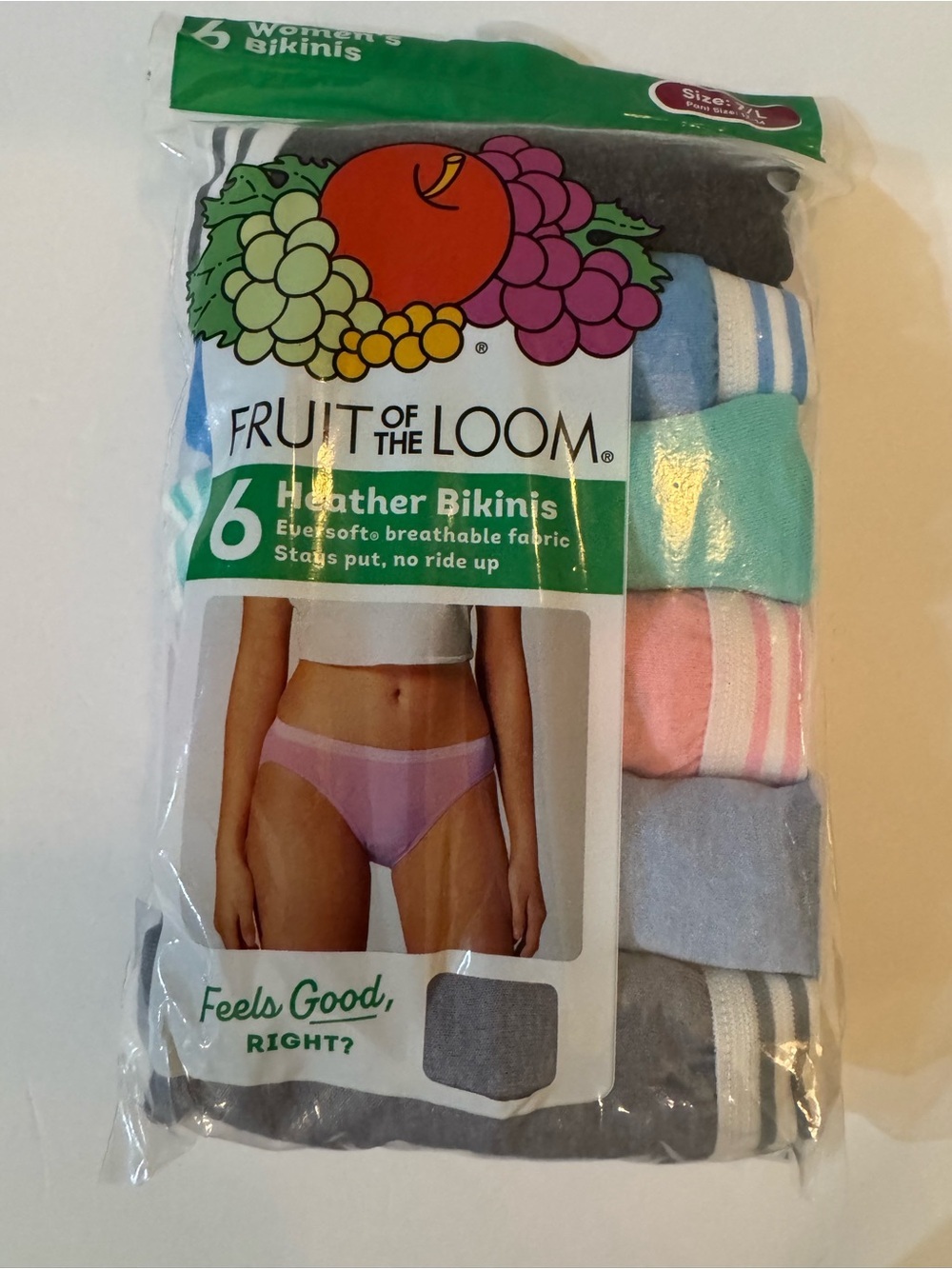 Fruit Of The Loom Women’s Heather Bikinis Underwear, 6 Pack